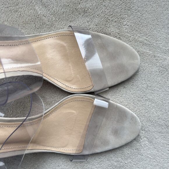 Schutz Ariella Clear Straps Heeled Sandals Beige Leather Inner Sole Women 9.5 B - Picture 7 of 15